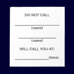 Do Not Call Reminder Notes notepads