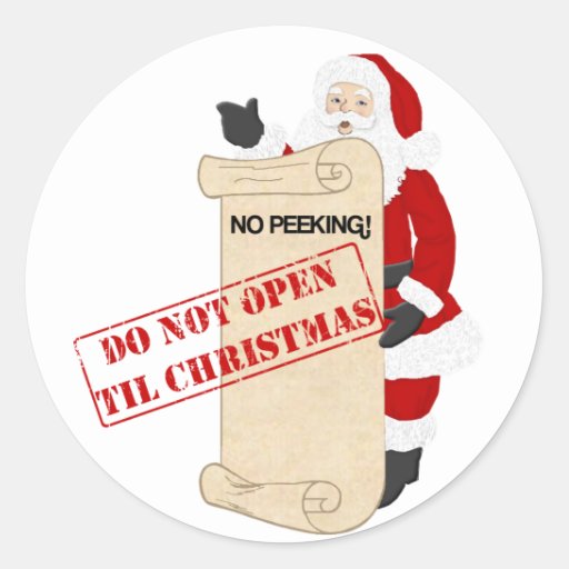 do-not-open-til-christmas-classic-round-sticker-zazzle