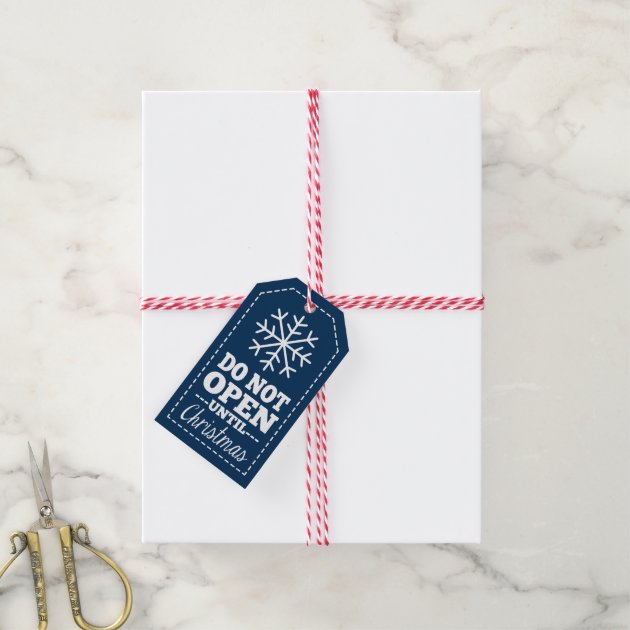 Do Not Open Until Christmas Snowflake - navy blue Pack Of Gift Tags 3/3