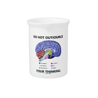Do Not Outsource Your Thinking (Brain Anatomy) Drink Pitchers