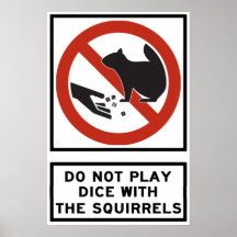 Do Not Play Dice with the Squirrels Highway Sign Poster