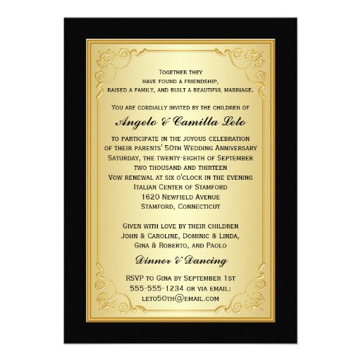 DO NOT USE GOLD PAPER!! 50th Anniversary Invite