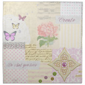 Do what you love - Girly Pink & Cream collage cloth Napkins