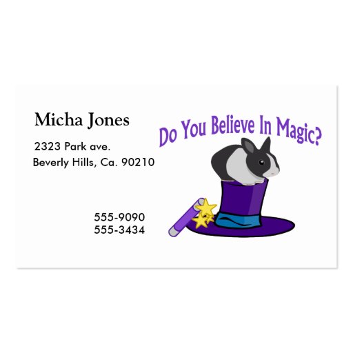 Do You Believe in Magic Business Card (front side)