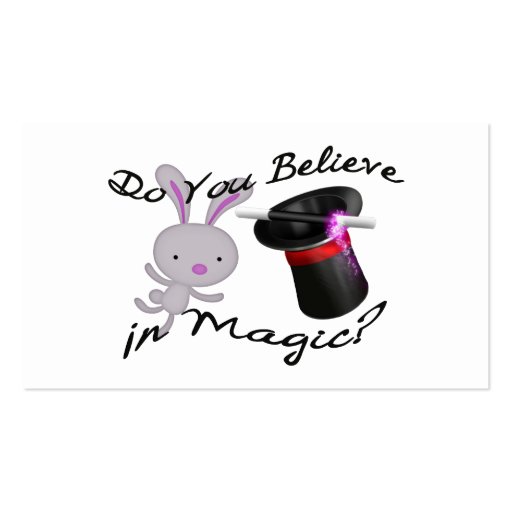 Do You Believe In Magic Top Hat & Rabbit Business Card Template (back side)