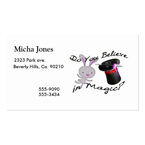 Do You Believe In Magic Top Hat & Rabbit Business Card Template