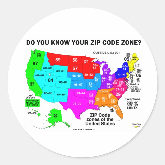 Do You Know Your Zip Code Zone? (US Map) Sticker