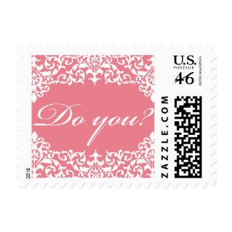 Do You? Pink Damask Postage stamp