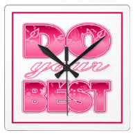 Do Your Best - Inspirational Wall Clock- Pink