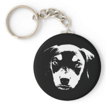 Dobe Pup -bw Key Chains