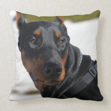 Doberman - Black - Bogie - Beach Dogs Pillow