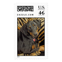Doberman Black Tan Natural Ears Stamps