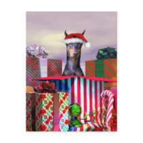 Doberman Christmas Surprise postcards