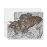 Doberman Dog with Dobe Puppy on Chair Personalized Invite