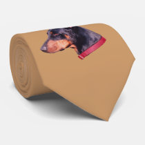 Doberman Face Dog Photo Necktie by SmilinEyesTreasures Doberman Face Dog Photo Necktie