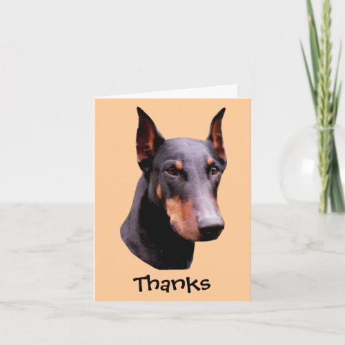 Doberman Face Dog Photo Thank You Card card
