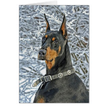 Doberman Frosty Day Holiday Card