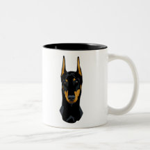 Doberman Head, Black, Cropped Coffee Mug