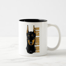 Doberman Head, Black Dobes Rule Mug