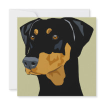 Doberman Head, Black, Uncropped Personalized Invitation