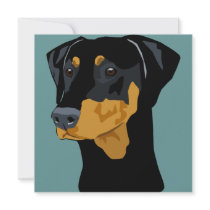 Doberman Head, Black, Uncropped Personalized Announcement
