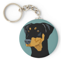Doberman Head, Black, Uncropped Keychain