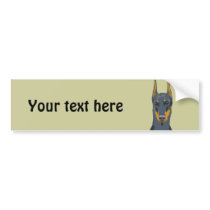 Doberman Head, Blue, Cropped Bumper Sticker