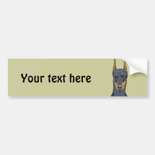 Doberman Head, Blue, Cropped Bumper Sticker