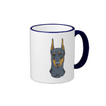 Doberman Head, Blue, Cropped Coffee Mug