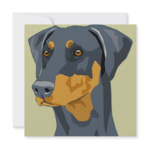 Doberman Head, Blue, Uncropped Personalized Invitation
