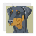 Doberman Head, Blue, Uncropped Personalized Invitation