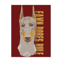 Doberman Head, Fawn Dogs Rule Postcards
