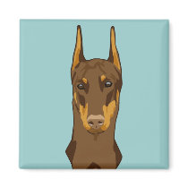 Doberman Head, Red Fridge Magnet