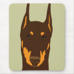 Doberman Head, Red Mousepads