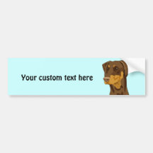 Doberman Head, Red, Uncropped Bumper Sticker