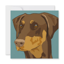 Doberman Head, Red, Uncropped Invitation
