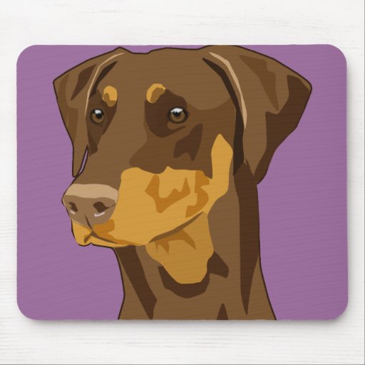 Doberman Head, Red, Uncropped Mouse Pads