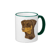 Doberman Head, Red, Uncropped Mugs