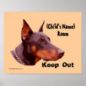 Doberman Keep Out Kids Room Personalized Poster posters