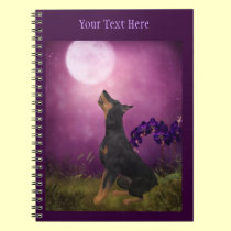 Doberman Moon Fantasy Dog Art Notebook notebooks