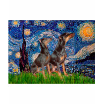 Doberman Pair - Starry Night t-shirts by masterpiecedogs Doberman Pair - Starry Night t-shirts