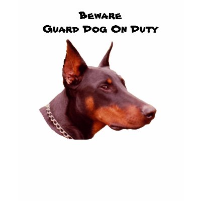 Doberman Pinscher Beware Funny T-Shirt by SmilinEyesTreasures