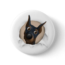 Doberman Pinscher (Black and Tan) Busting Out buttons by cartoondogs Doberman Pinscher (Black and Tan) Busting Out buttons