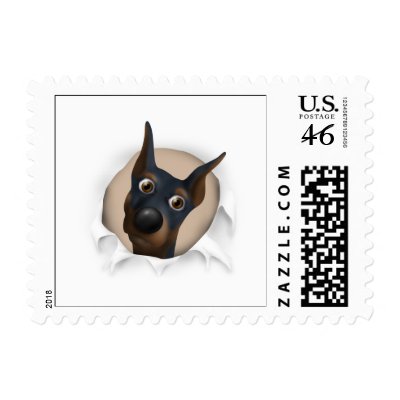 Doberman Pinscher (Black and Tan) ... - Customized Stamp by cartoondogs