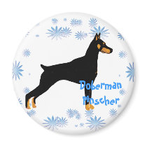 Doberman Pinscher - Black Body Profile Magnet