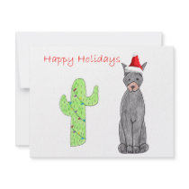 Doberman Pinscher Black Cactus Christmas Custom Invitation