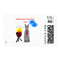 Doberman Pinscher Black - Dad Postage postage by giftsjustforuholiday Doberman Pinscher Black - Dad Postage postage
