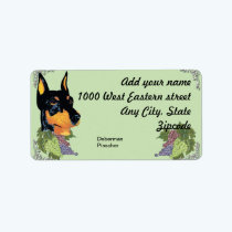 Doberman Pinscher ~ Black Dobie Portrait labels
