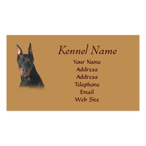 Doberman Pinscher Breeder Business Card (back side)