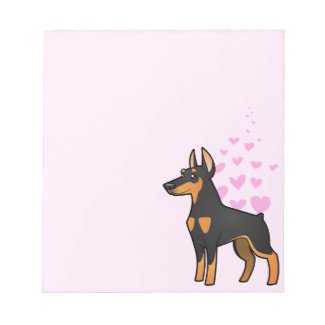 Doberman Pinscher Love Notepad Cute Cartoon Doberman Pinscher Love Notepad
